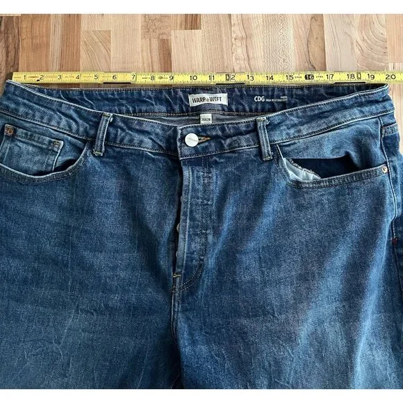 Warp + Weft CDG Paris High Rise Straight Stretch Button Fly Riviera Plus 20 x 28 - Picture 4 of 8